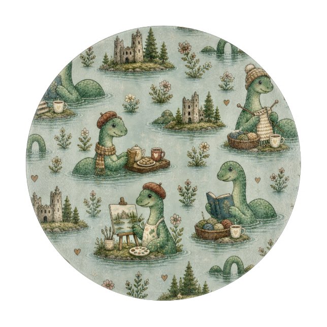 Cozy Cryptids Nessie Loch Ness Monster hobbies  Cutting Board (Front)