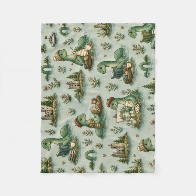 Cozy Cryptids Nessie Loch Ness Monster hobbies  Fleece Blanket (Front)