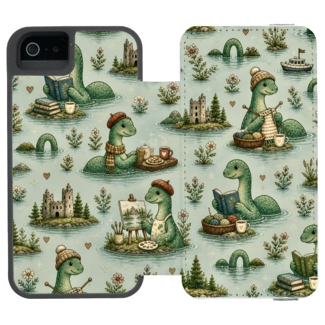 Cozy Cryptids Nessie Loch Ness Monster hobbies  Incipio iPhone Wallet Case (Folio Open)