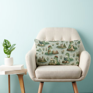 Cozy Cryptids Nessie Loch Ness Monster hobbies Lumbar Pillow