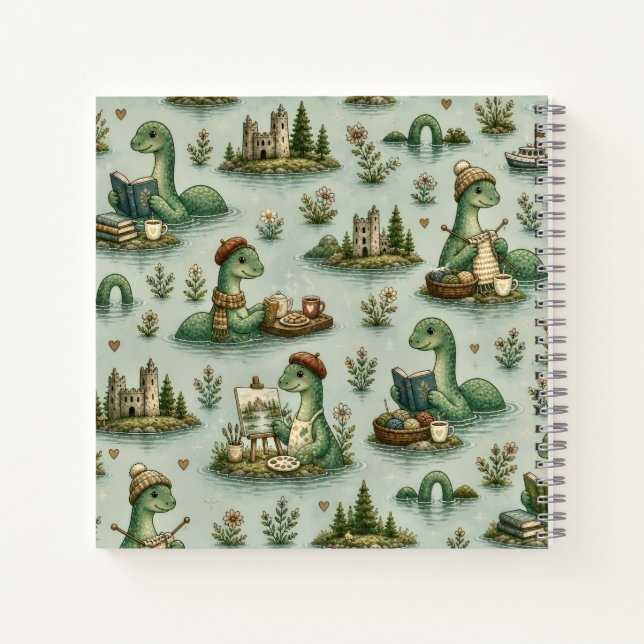 Cozy Cryptids Nessie Loch Ness Monster hobbies  Notebook (Back)