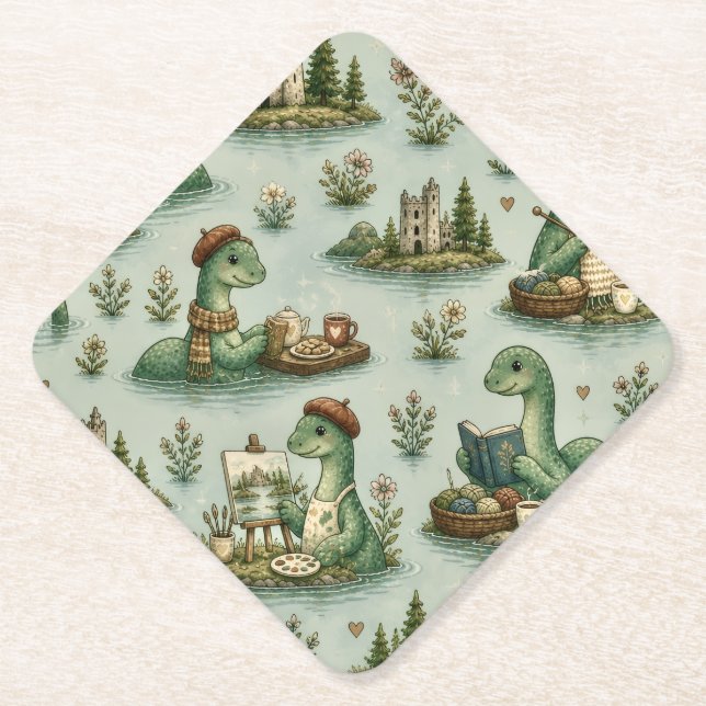 Cozy Cryptids Nessie Loch Ness Monster hobbies  Paper Coaster (Front)