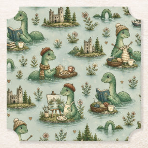 Cozy Cryptids Nessie Loch Ness Monster hobbies Paper Coaster