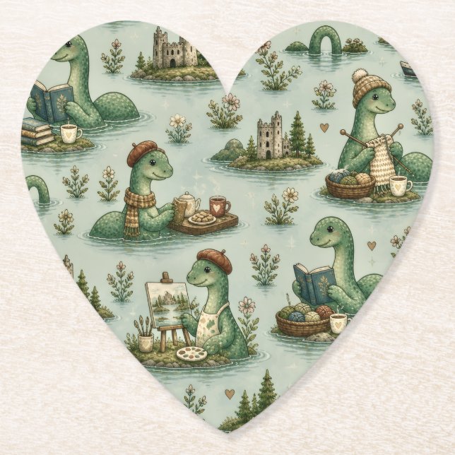Cozy Cryptids Nessie Loch Ness Monster hobbies  Paper Coaster (Front)