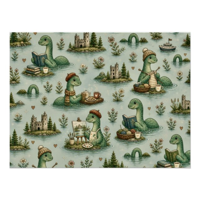 Cozy Cryptids Nessie Loch Ness Monster hobbies  Poster (Front)