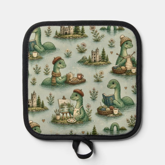 Cozy Cryptids Nessie Loch Ness Monster hobbies  Pot Holder (Front)