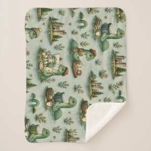 Cozy Cryptids Nessie Loch Ness Monster hobbies Sherpa Blanket