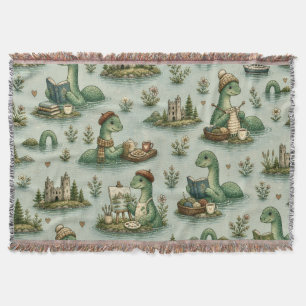 Cozy Cryptids Nessie Loch Ness Monster hobbies Throw Blanket