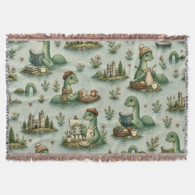 Cozy Cryptids Nessie Loch Ness Monster hobbies  Throw Blanket (Front)