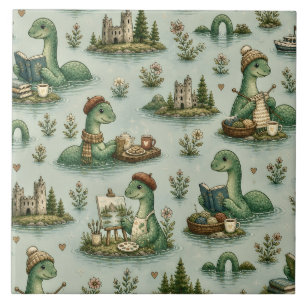 Cozy Cryptids Nessie Loch Ness Monster hobbies Tile