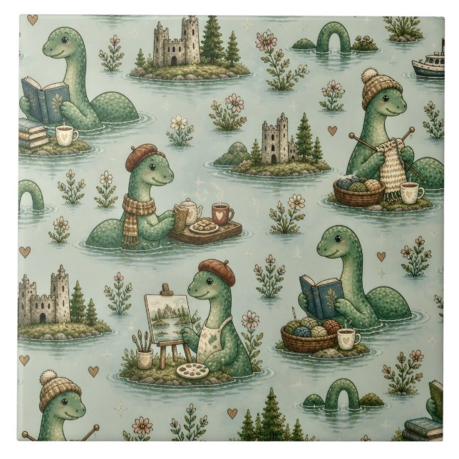 Cozy Cryptids Nessie Loch Ness Monster hobbies  Tile (Front)