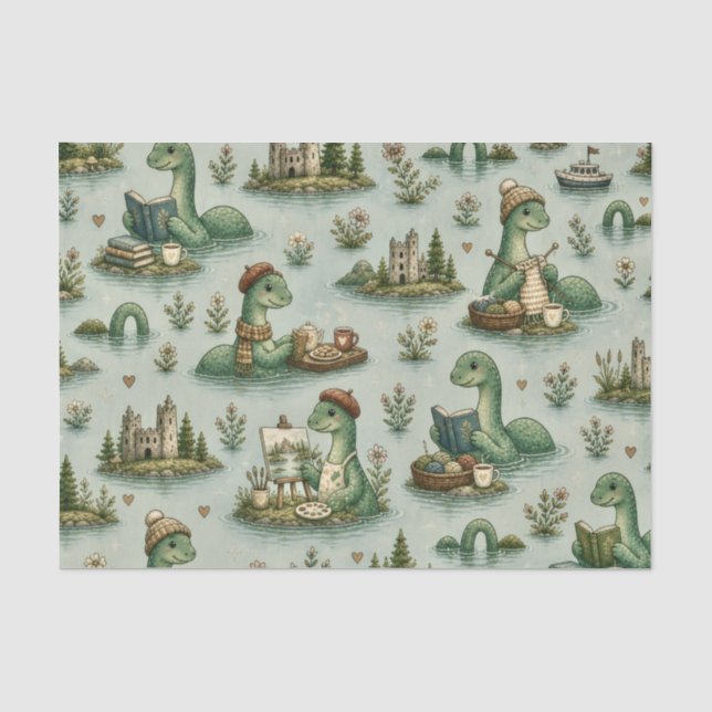 Cozy Cryptids Nessie Loch Ness Monster hobbies  Tissue Paper (Front)