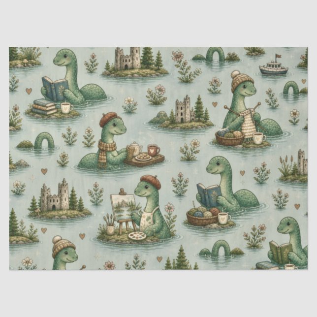 Cozy Cryptids Nessie Loch Ness Monster hobbies  Tissue Paper (Front)