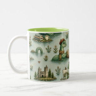 Cozy Cryptids Nessie Loch Ness Monster hobbies  Two-Tone Coffee Mug