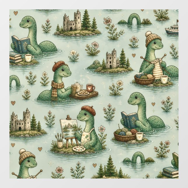 Cozy Cryptids Nessie Loch Ness Monster hobbies  Window Cling (Sheet)