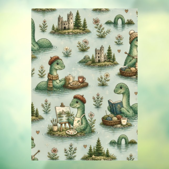 Cozy Cryptids Nessie Loch Ness Monster hobbies  Window Cling (Sheet 3)
