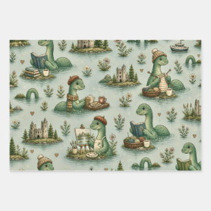 Cozy Cryptids Nessie Loch Ness Monster hobbies  Wrapping Paper Sheet