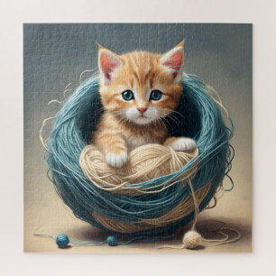 "Cozy Cuddles: The Kitten's Wooly Retreat" Jigsaw Puzzle