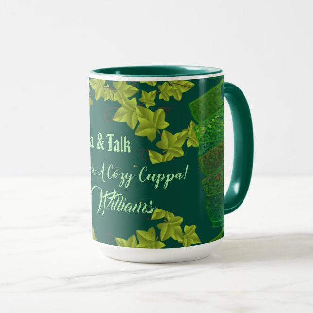 Cozy Cuppa Green Tea Cups Afternoon Tea Party Mug (Front Right)