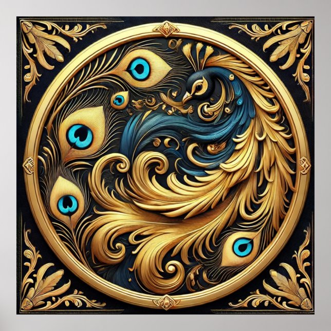 Cozy Curled Up Peacock Poster (Front)