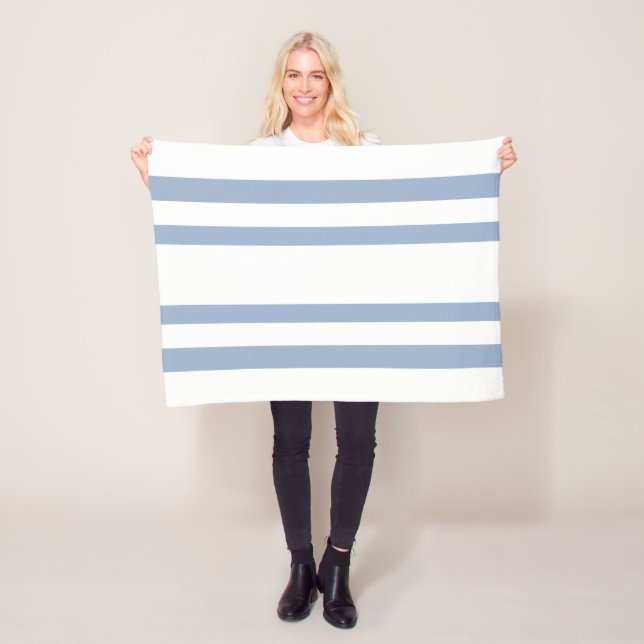 Cozy Custom Fleece Blanket Blue & White Stripe (In Situ)