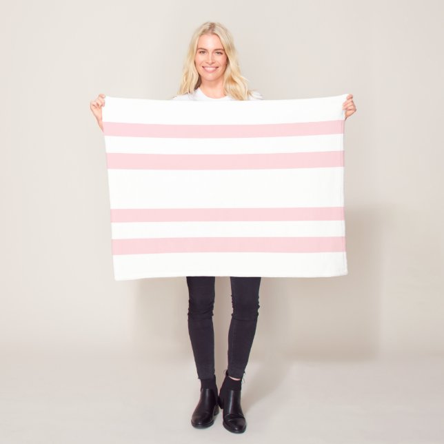 Cozy Custom Fleece Blanket Pink & White Stripe (In Situ)