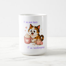 Cozy Cute Calico Cat Coffee - I'm not lazy
