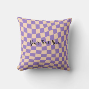 Cozy Cute Lavender Chequerboard Distorted Throw Pillow