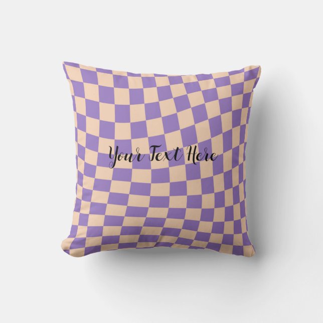 Cozy Cute Lavender Chequerboard Distorted Throw Pillow (Front)