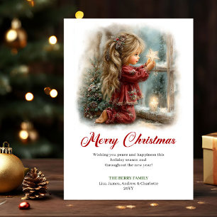 Cozy Cute Little Girl Holiday Scene Greeting Card
