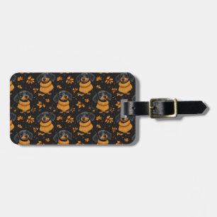 Cozy Dachshund Autumn Pattern - Dog Lovers Design Luggage Tag