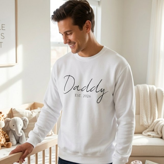 Cozy Dad EST Year Classic Family Script Design Sweatshirt (Creator Uploaded)