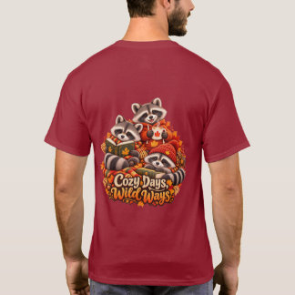 Cozy Days Wild Ways Raccoon Back Print T-Shirt