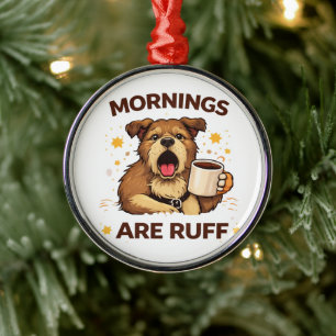 Cozy Dog Illustration Metal Ornament