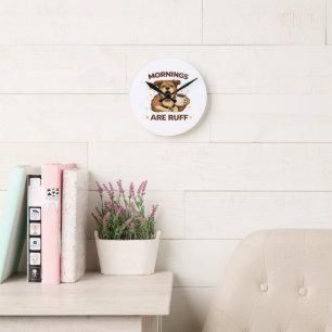 Cozy Dog Illustration Round Clock