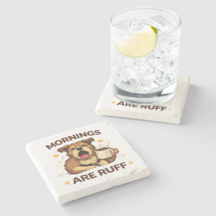 Cozy Dog Illustration Stone Coaster