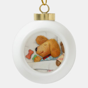 COZY DOGGIE Ceramic Ball Ornament