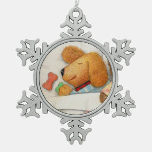 COZY DOGGIE Pewter Snowflake Ornament 
