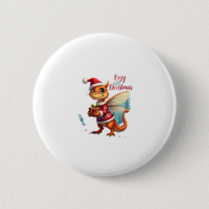 Cozy Dragonfly Christmas 2 Inch Round Button