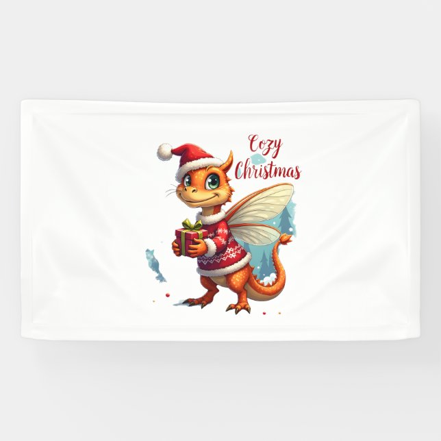Cozy Dragonfly Christmas Banner (Horizontal)