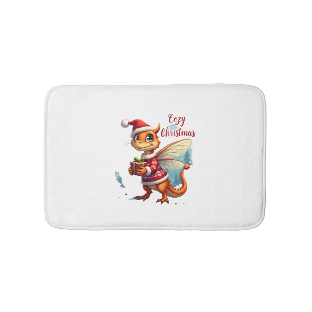 Cozy Dragonfly Christmas Bath Mat (Front)