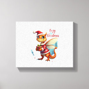 Cozy Dragonfly Christmas Canvas Print
