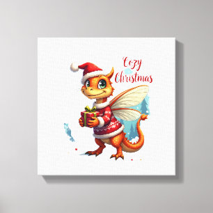 Cozy Dragonfly Christmas Canvas Print