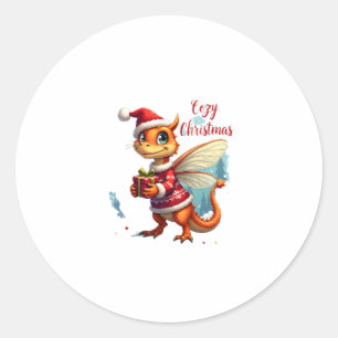 Cozy Dragonfly Christmas Classic Round Sticker