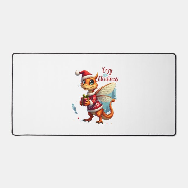 Cozy Dragonfly Christmas Desk Mat (Front)