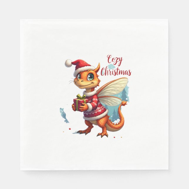 Cozy Dragonfly Christmas Napkin (Front)