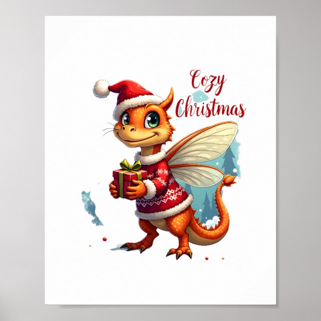Cozy Dragonfly Christmas Poster (Front)