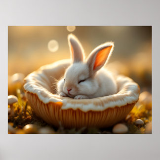 Cozy Dream Bunny – Sleeping Baby Rabbit Art Poster