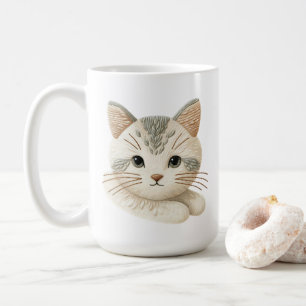 Cozy Embroidered Kitty Coffee Cup for Cat Lovers