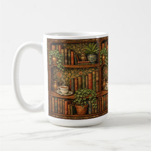 Cozy English cottage core vintage book shelf Coffee Mug